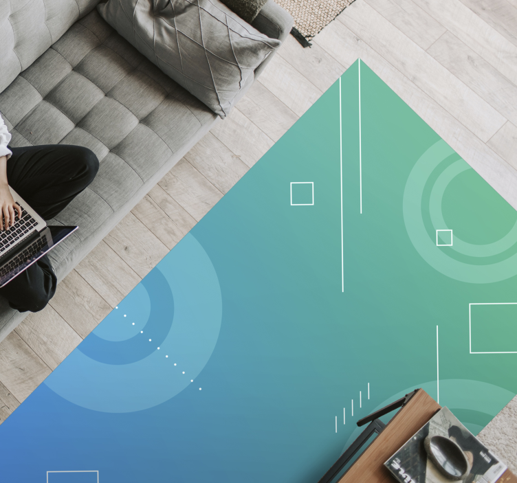 μπλε αφηρημένη γεωμετρική εκτύπωση μοντέρνο χαλί - TenStickers