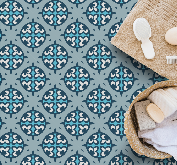 μπλε και γκρι χαλί πλακιδίων κλασικού στυλ - TenStickers