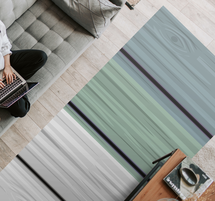 μπλε και γκρι ξύλο χαλί βινυλίου - TenStickers