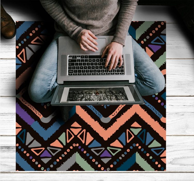 μπλε και ροζ σκανδιναβικό σχέδιο έθνικ χαλί - TenStickers