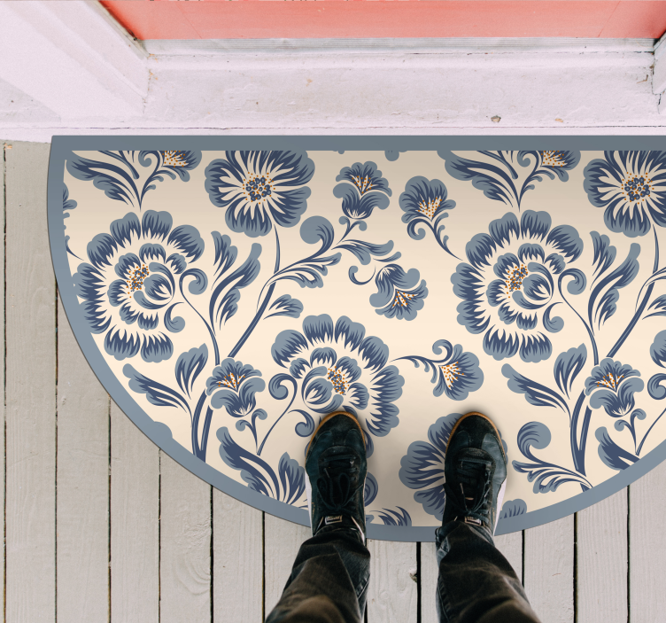 μπλε κομψό χαλί βινυλίου λουλουδιών - TenStickers