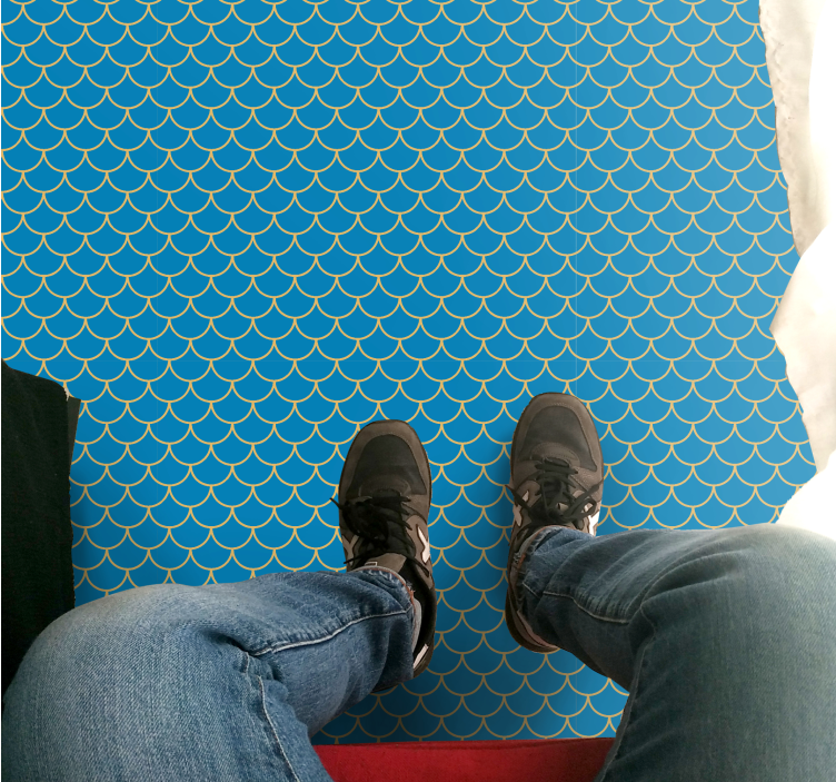 μπλε ψάρια κλίμακες μοτίβο δάπεδο μπάνιου - TenStickers