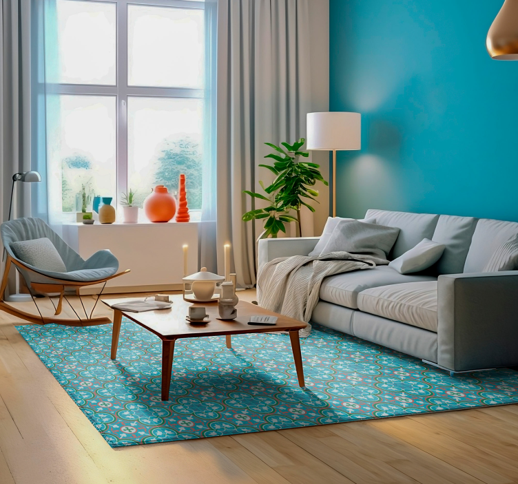 Βινταζέ χαλί από βινύλιο Μπλε Υδραυλικό Πλακίδιο - TenStickers