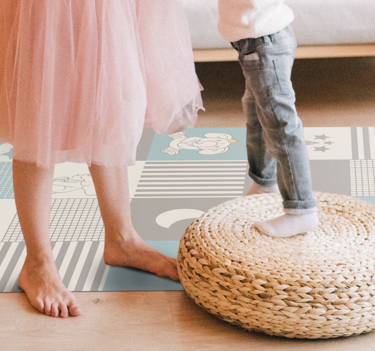 μπλε σκανδιναβικά πλακάκια με χαλί βινυλίου για παιδιά ελέφαντες - TenStickers