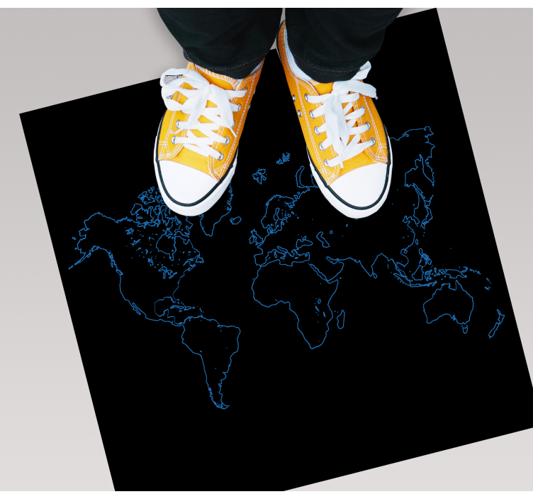 μπλε περίγραμμα σε μαύρο χαλί δαπέδου κουζίνας - TenStickers