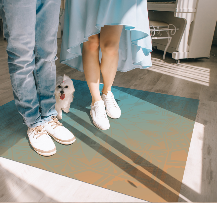 μπλε αποχρώσεις mandala βινυλίου χαλί - TenStickers