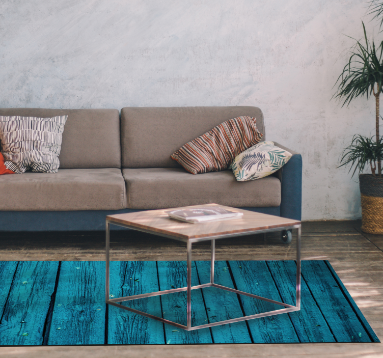 μπλε ξύλινο βινύλιο ξύλινο δάπεδο - TenStickers