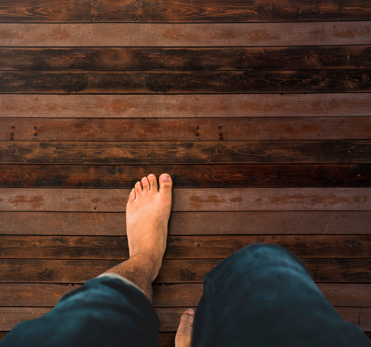 καφέ οριζόντιες σανίδες βινυλίου χαλί με εφέ ξύλου - TenStickers