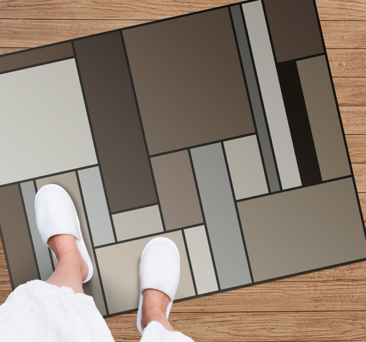 καφέ τετράγωνα γεωμετρικά χαλιά βινυλίου - TenStickers