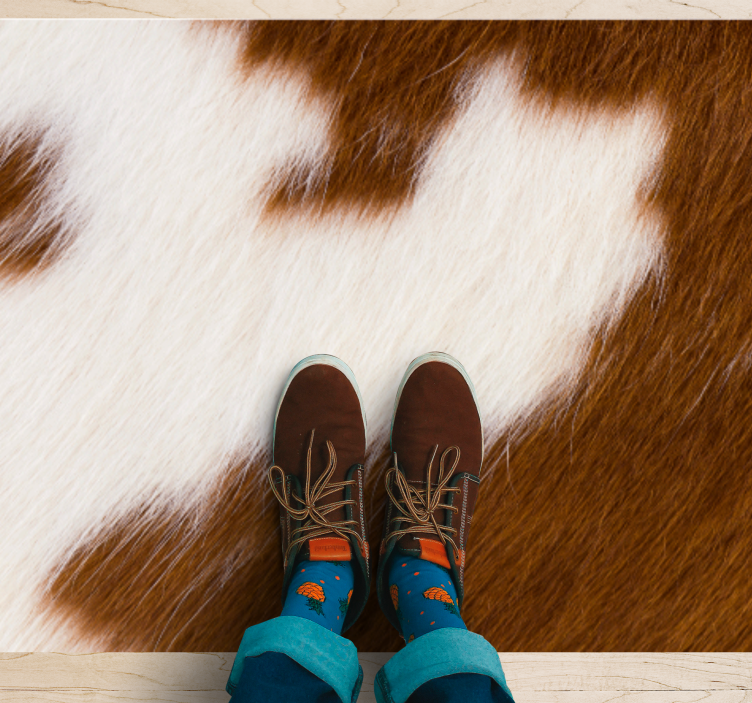 καφέ λευκό χαλί καουφούρας με υφή ορθογώνιο - TenStickers