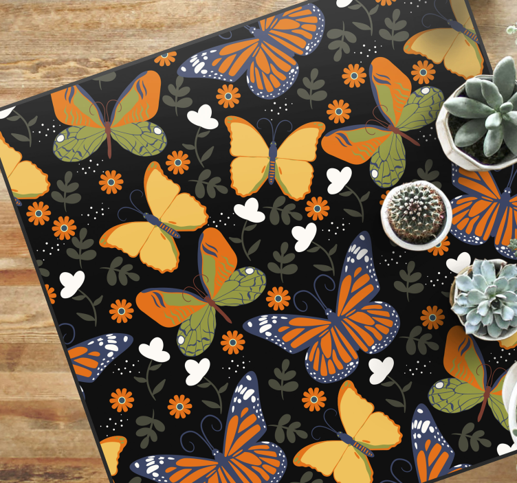 πεταλούδες λουλούδια μοτίβο χαλί ζώων - TenStickers