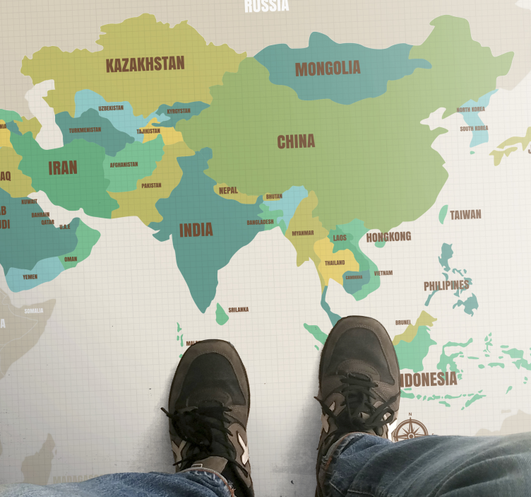 κάρτα χαλί παγκόσμιο χάρτη της Ασίας - TenStickers