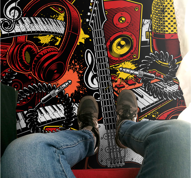 κινούμενα μουσικά όργανα τετράγωνο χαλί βινυλίου - TenStickers