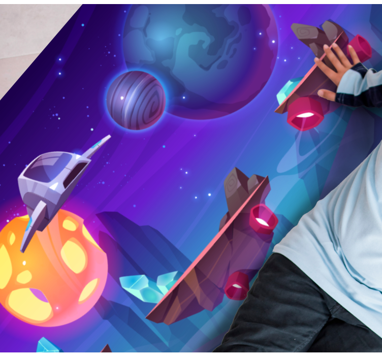 γελοιογραφία spaceshuttle στο χαλί βινυλίου αστέρι διαστήματος - TenStickers