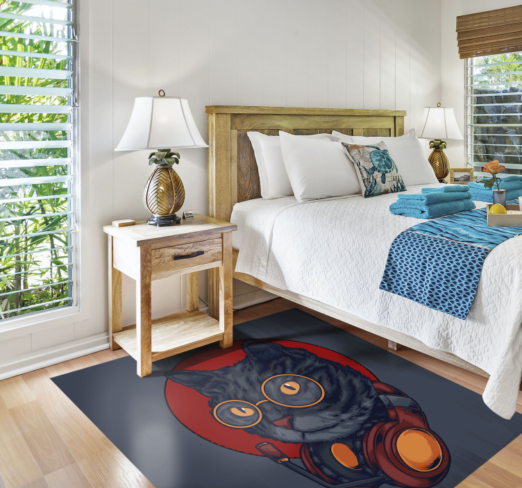 γάτα μουσική απεικόνιση χαλί ζώων - TenStickers