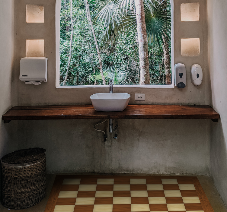 χαλακι μπανιου σκακιέρα - TenStickers