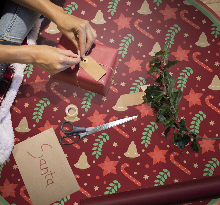 Χριστουγεννιάτικη καραμέλα μοτίβο κόκκινο χαλί βινυλίου - TenStickers