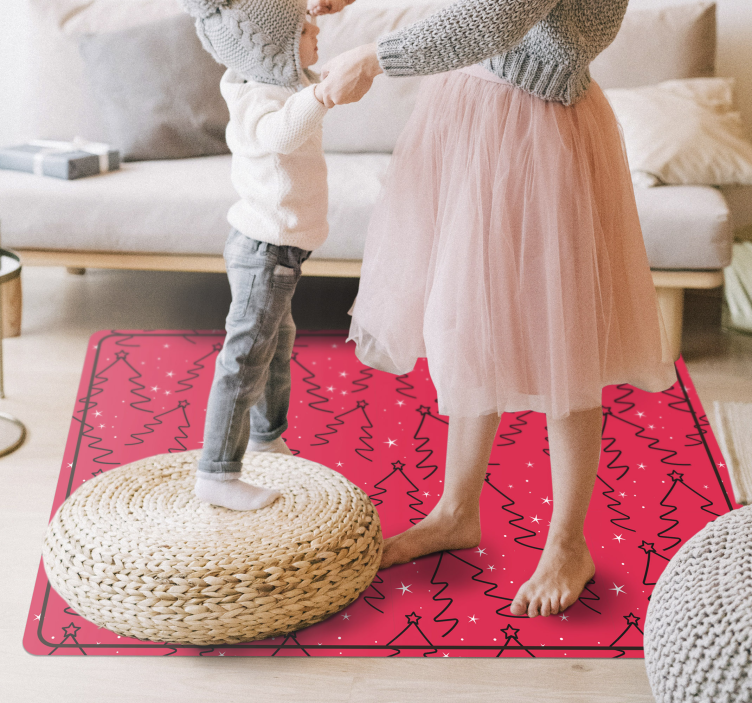 χαλί χριστουγεννιάτικο δέντρο γραμμή βινυλίου υπνοδωμάτιο - TenStickers