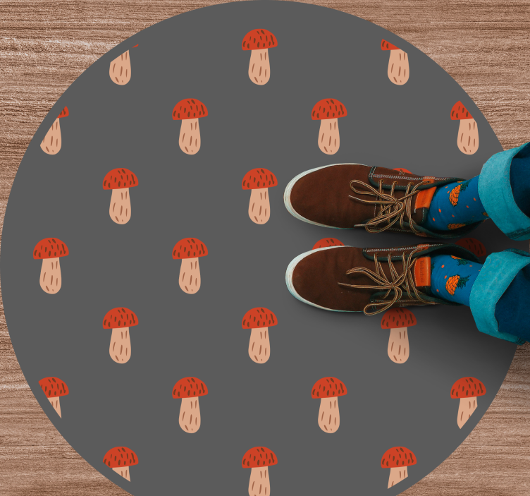 κλασικά μανιτάρια γκρι φόντο floral χαλί - TenStickers