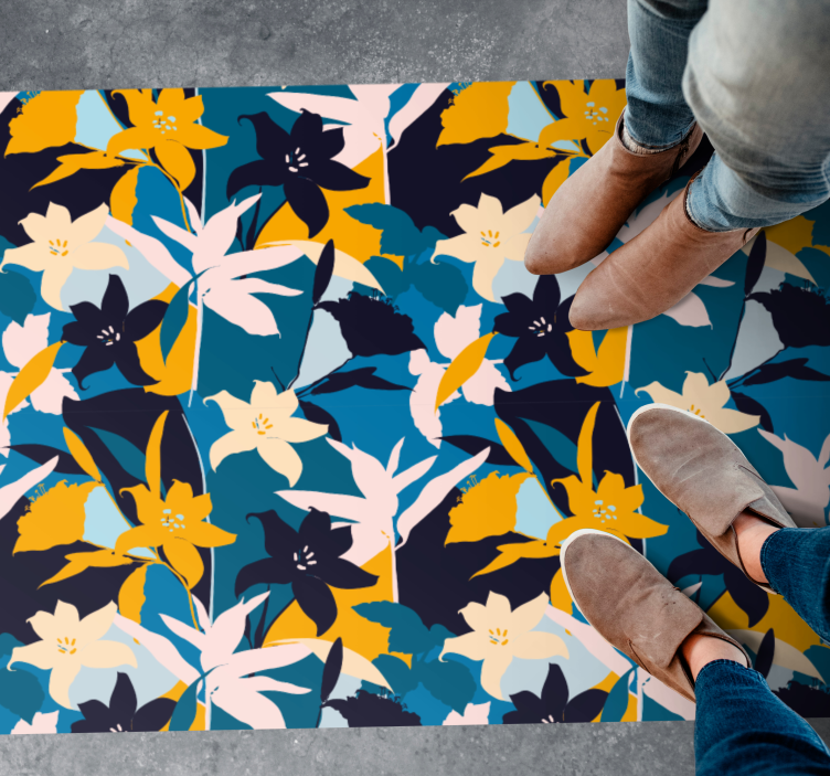 χρωματιστά κρίνα με λουλουδάτο μοτίβο λουλουδάτο χαλί - TenStickers