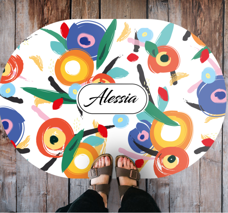 πολύχρωμα αφηρημένα λουλούδια τέχνης εξατομικευμένο χαλάκι - TenStickers