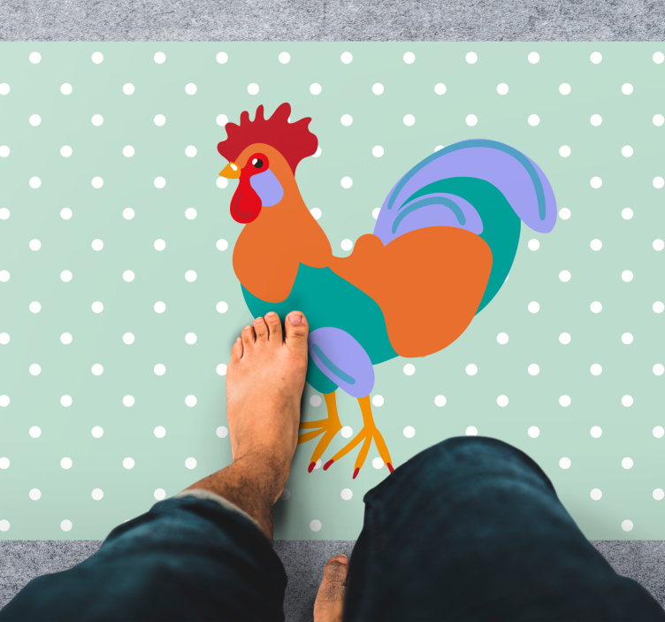 πολύχρωμο ρεαλιστικό χαλί κόκορας - TenStickers