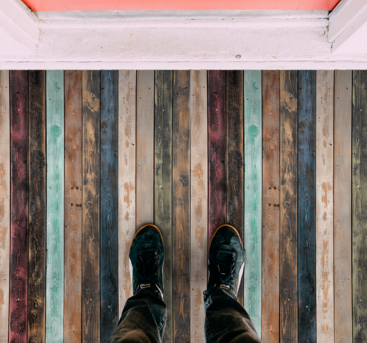 πολύχρωμο χαλί βινυλίου με εφέ ξύλου με εφέ - TenStickers