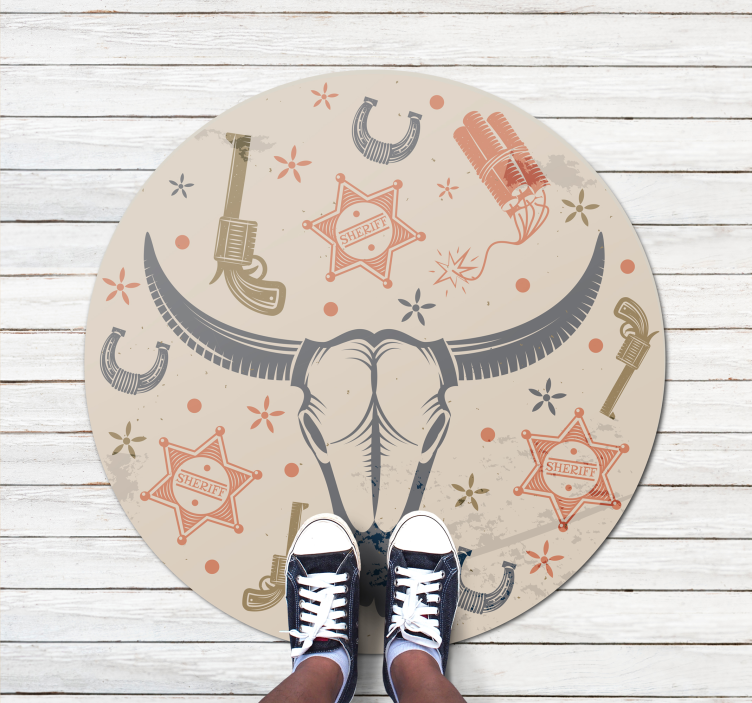 καουμπόη στοιχεία μοτίβο παιδικό χαλί βινυλίου - TenStickers