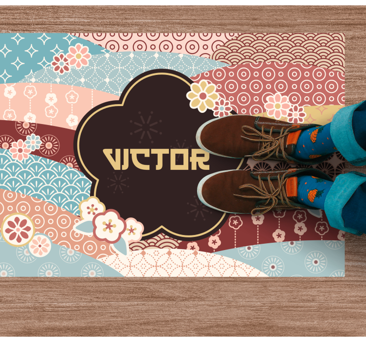 Βινυλιακό χαλί με όνομα πολύχρωμο μοτίβο - TenStickers