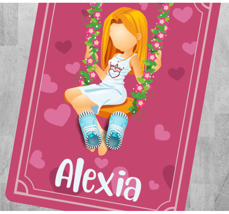 χαλί εφηβικής κρεβατοκάμαρας κούνια γρασιδιού με όνομα - TenStickers