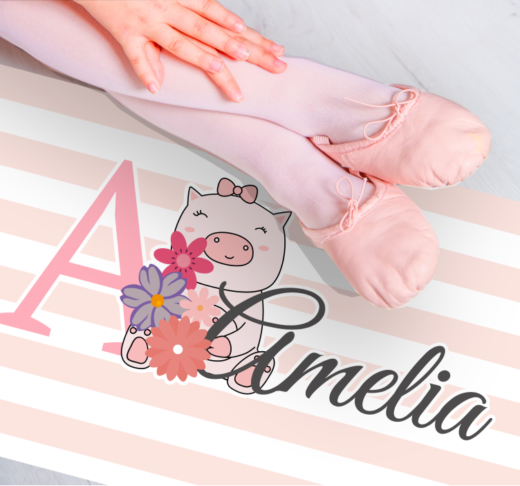 Βινυλιακό χαλί με όνομα χαριτωμένο γουρούνι εικονογράφηση - TenStickers