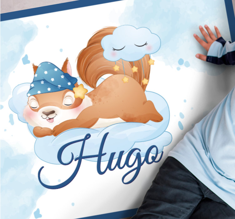 Βινυλιακό χαλί με όνομα χαριτωμένος σκίουρος ονειρεύεται - TenStickers