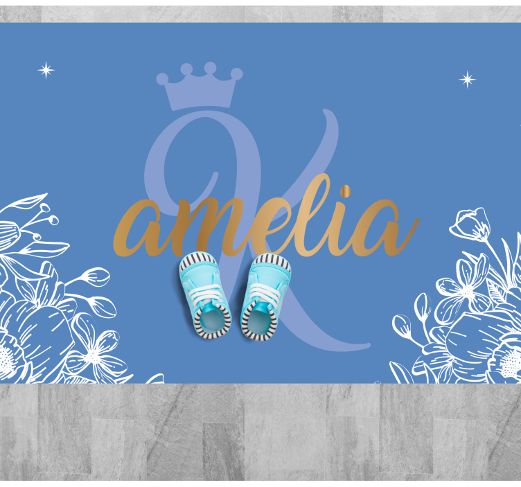 χαλί εφηβικής κρεβατοκάμαρας όνομα λουλουδιού και αρχικό - TenStickers