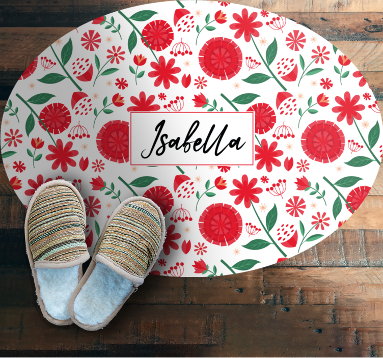 χαλί κρεβατοκάμαρας προσαρμοσμένα κόκκινα λουλούδια - TenStickers