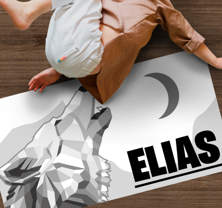 Βινυλιακό χαλί με όνομα γεωμετρικός λύκος - TenStickers