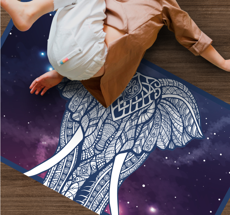 Βινυλιακό χαλί με όνομα περίπλοκο έργο τέχνης ελέφαντα - TenStickers