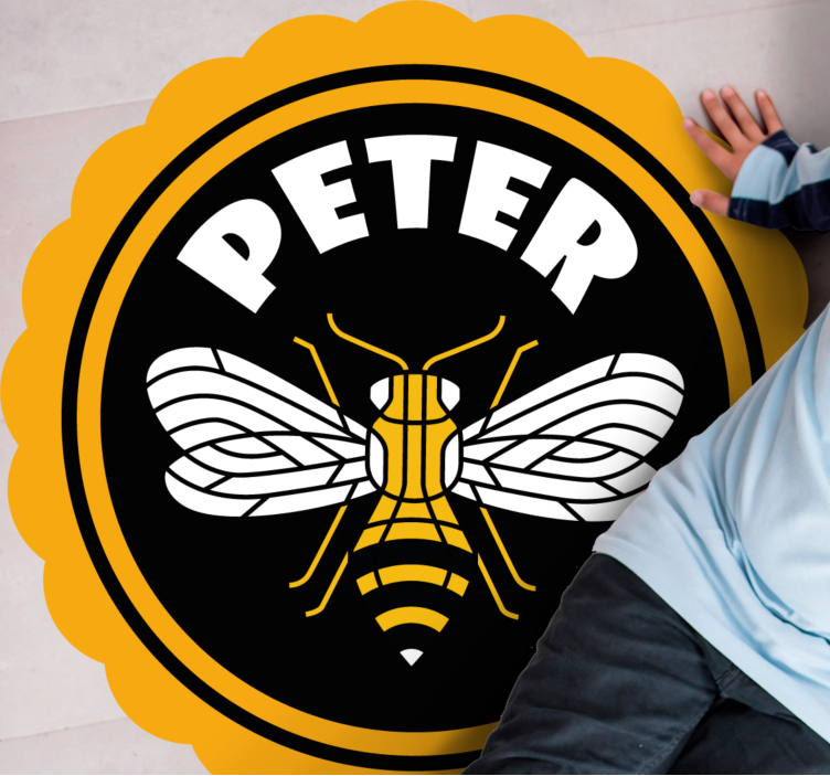 Βινυλιακό χαλί με όνομα εξατομικευμένο έμβλημα μέλισσας - TenStickers