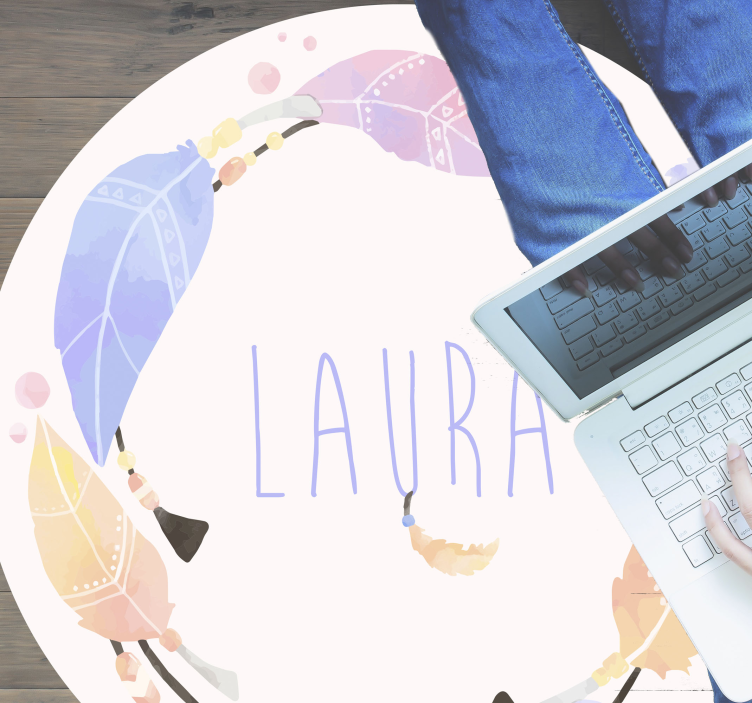 Βινυλιακό χαλί με όνομα εξατομικευμένος κύκλος φτερών - TenStickers