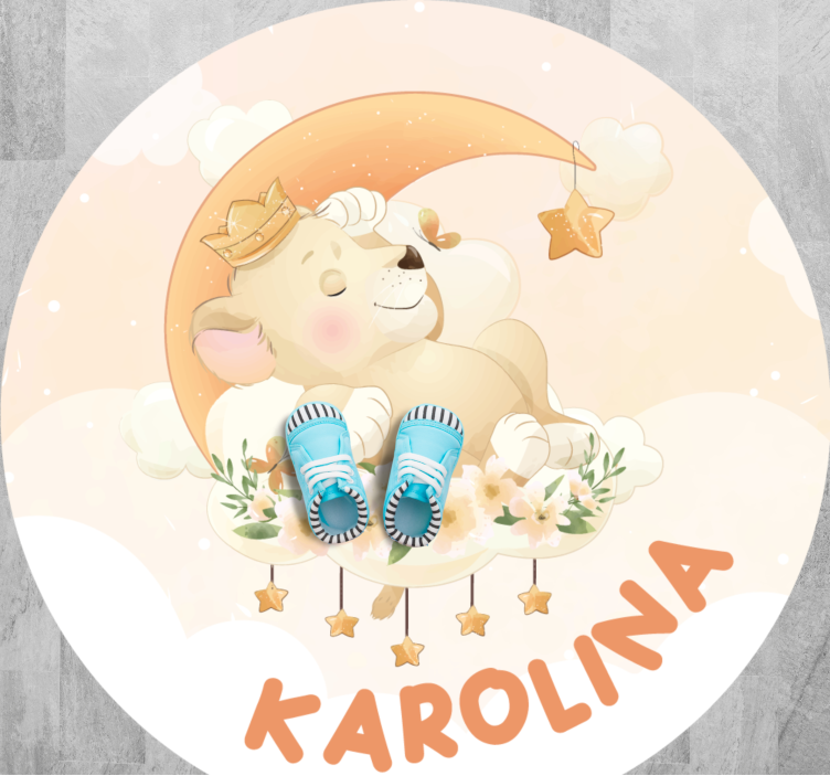 Βινυλιακό χαλί με όνομα νυσταγμένο λιοντάρι - TenStickers