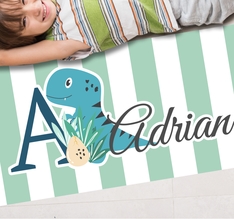 χαριτωμένα ζώα dino με όνομα παιδικό πατάκι - TenStickers