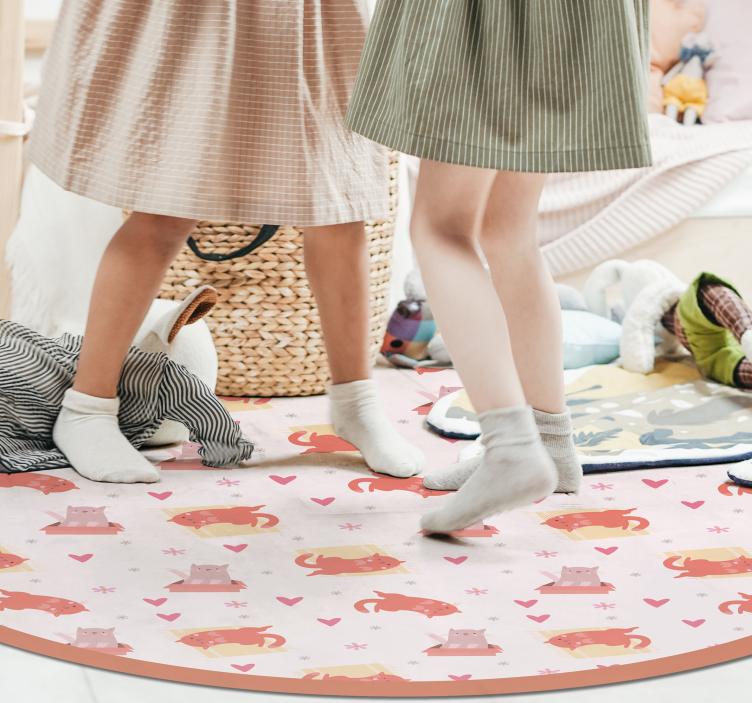 χαριτωμένες γάτες με χαλί ζώων καρδιές - TenStickers