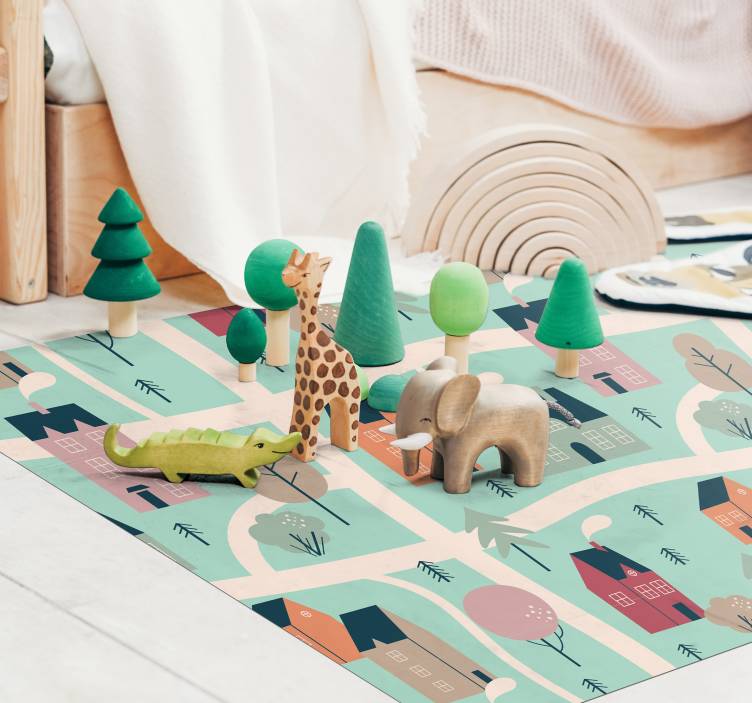 χαριτωμένα παιδιά οδικός χάρτης μοτίβο χαλί δρόμου - TenStickers