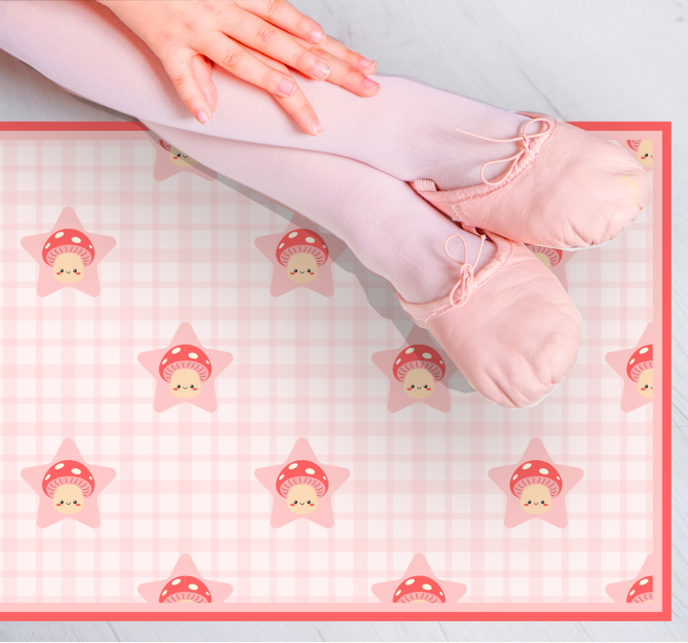 χαριτωμένο ροζ μανιτάρια μοτίβο floral χαλί - TenStickers