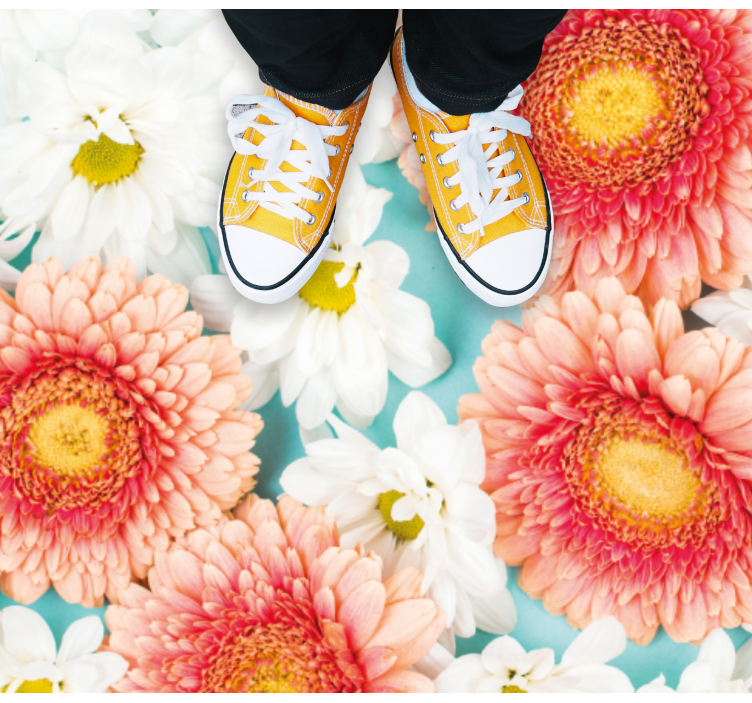 τα λουλούδια μαργαριτών κλείνουν επάνω το floral χαλί βινυλίου - TenStickers