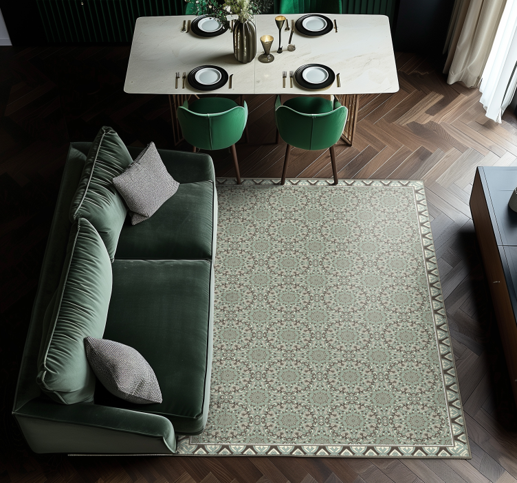 Βινυλιακό χαλί τραπεζαρίας λουλουδάτο μοτίβο πλακιδίων - TenStickers