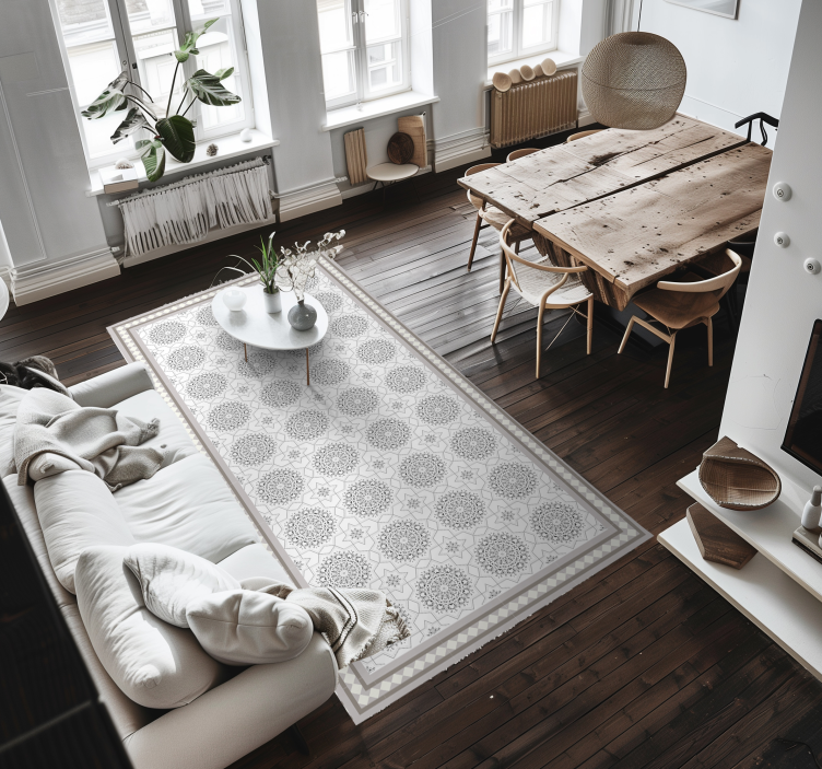 Βινυλιακό χαλί τραπεζαρίας Μαροκινό ανοιχτό γκρι σχέδιο - TenStickers