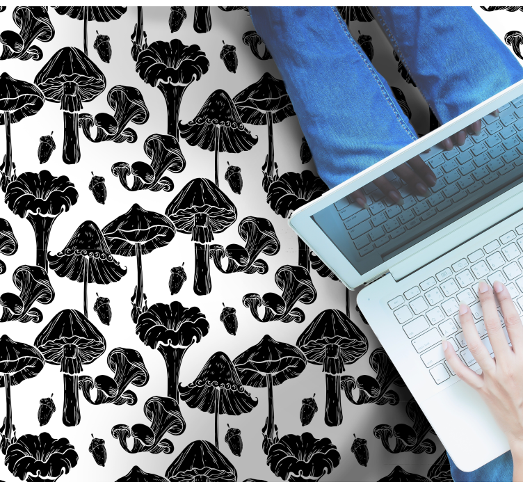 κομψά μαύρα μανιτάρια πλακάκια δαπέδου κουζίνας - TenStickers