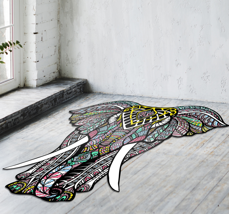 υπέροχο χαλί από βινύλιο μάνταλα ελέφαντα - TenStickers