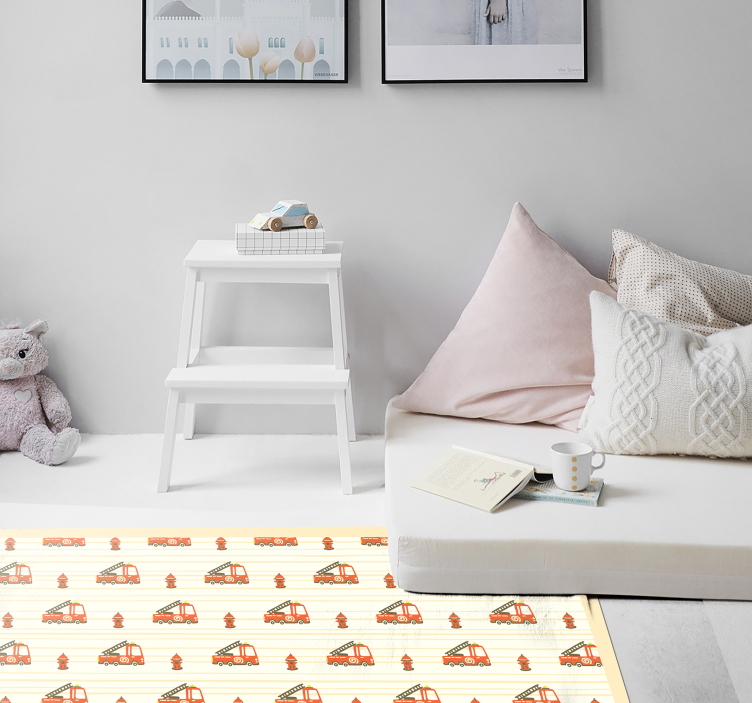 πυροσβεστικό όχημα και χαλί βινυλίου για παιδιά - TenStickers