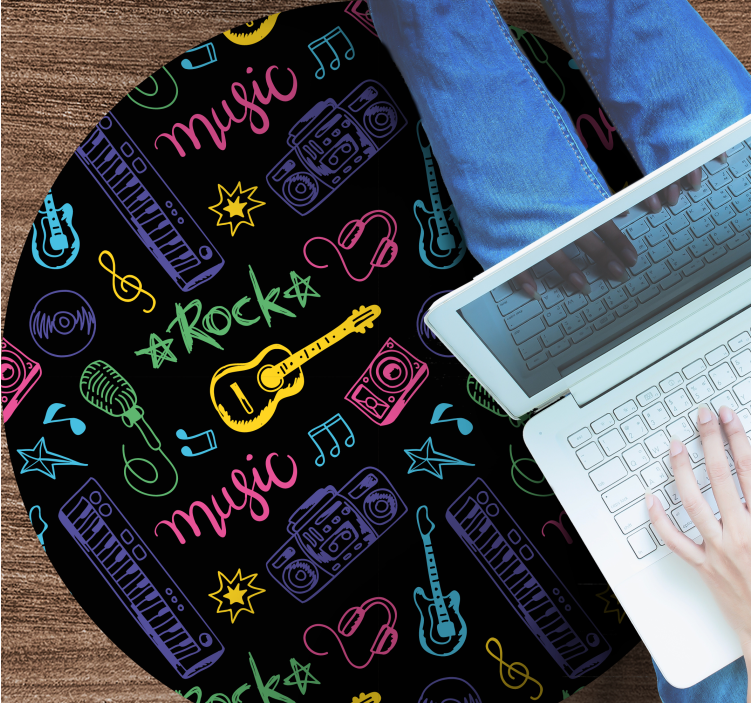 επίπεδη εικόνες μουσικά όργανα κυκλικό χαλί - TenStickers